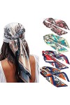 WELROG Echarpes Carrées Satin 90x90cm pour Femme 4 PCs Femmes Soyeux comme Écharpe de tête Bandanas Écharpe de cheveux Écharp
