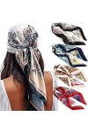 WELROG Echarpes Carrées Satin 90x90cm pour Femme 4 PCs Femmes Soyeux comme Écharpe de tête Bandanas Écharpe de cheveux Écharp