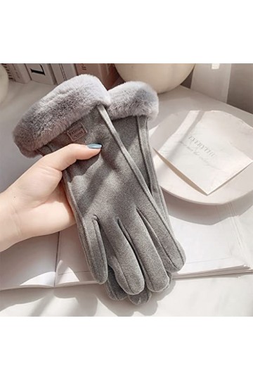 Gants Hiver Femmes Rembourré Épaississement Chaud Mignon Cuir Polaire Froid Cyclisme Coupe-Vent Écran Tactile Hiver Color : 
