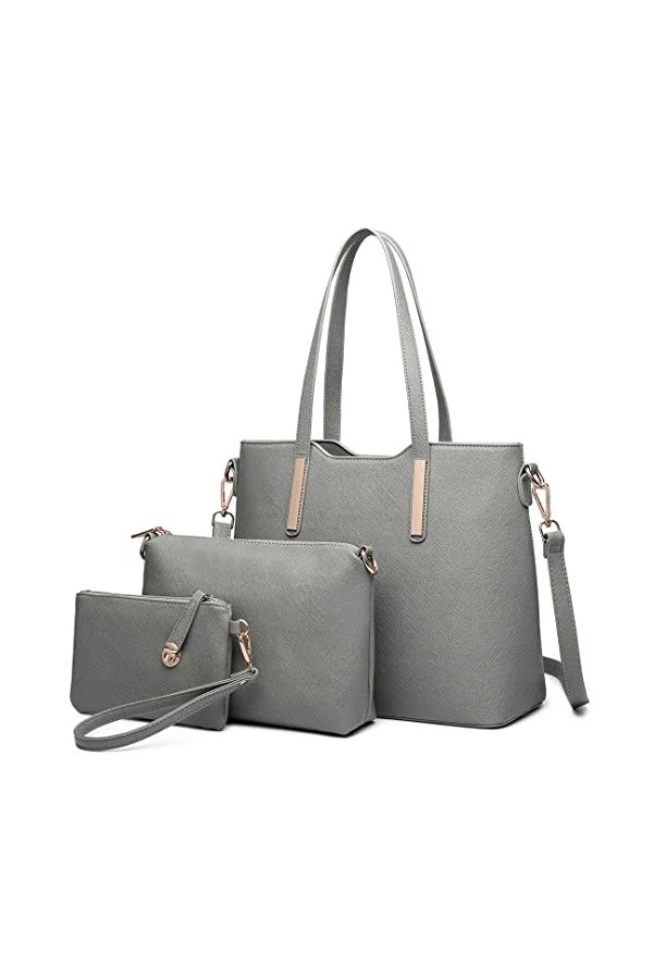 Miss Lulu Sac à Main Femme de 3 en 1 Sac Bandoulière avec Pochette Cabas Femme en Cuir Synthétique