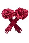 Gants de conduite élégants en velours noir avec fleur blanche pour femme, Rouge, taille unique