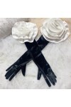 Gants de conduite élégants en velours noir avec fleur blanche pour femme, Rouge, taille unique