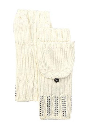 Badgley Mischka Moufles en tricot ivoire, ivoire, Taille unique