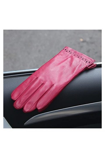 GUFYRH Gants en Cuir Femme Automne Hiver Thermique doublé Femmes Gants de Conduite Color : D , Size : 6.5 