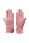 Gants Chauds, écran Tactile Chaud pour Femmes en Hiver + Gants de vélo élégants en Velours épais Rose, Taille Moyenne 