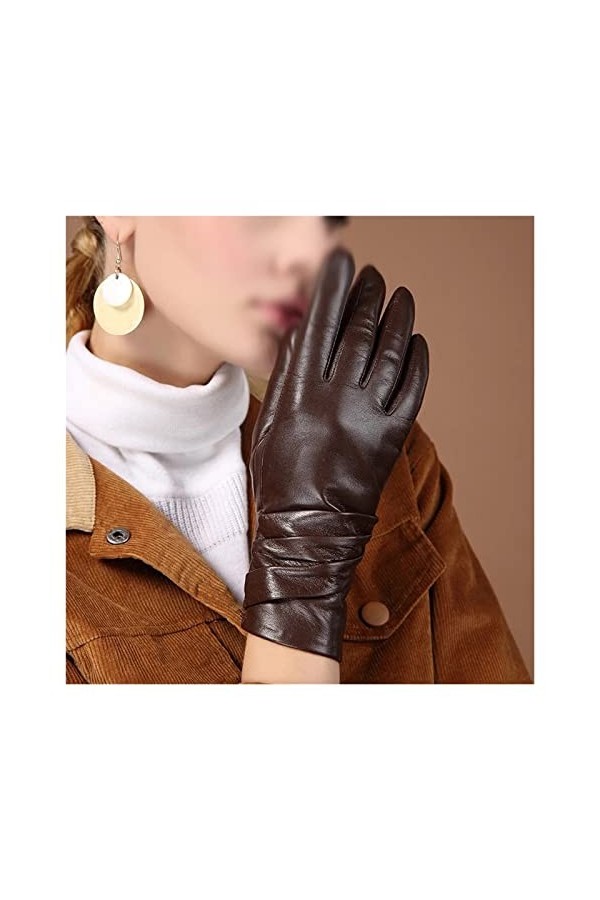 GUFYRH Gants en Cuir for Femmes Gants à Cinq Doigts Mitaines épaisses et Chaudes for lhiver Color : Argento, Size : M 