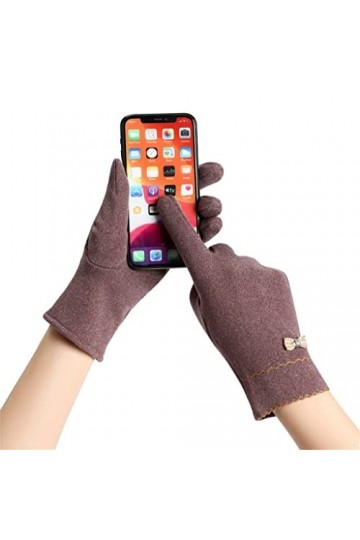 Gants Chauds, Femmes Hiver Chaud écran Tactile Laine Mince élégante et Mignonne Arc pour la Conduite à lextérieur vélo Gants