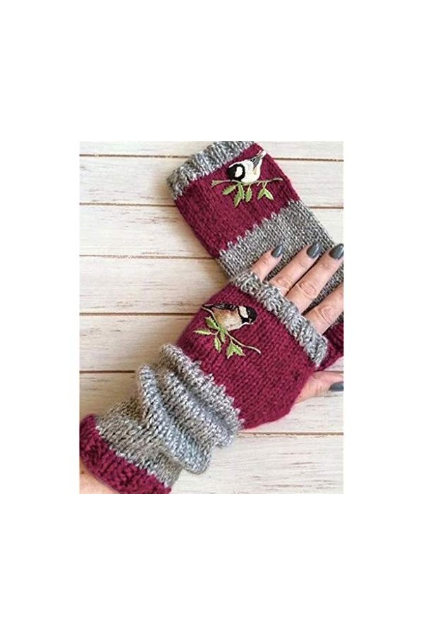 1 paire de mitaines dhiver tricotées plus chaudes pour femmes, gants de poignet sans doigts, dames décontractées, accessoire