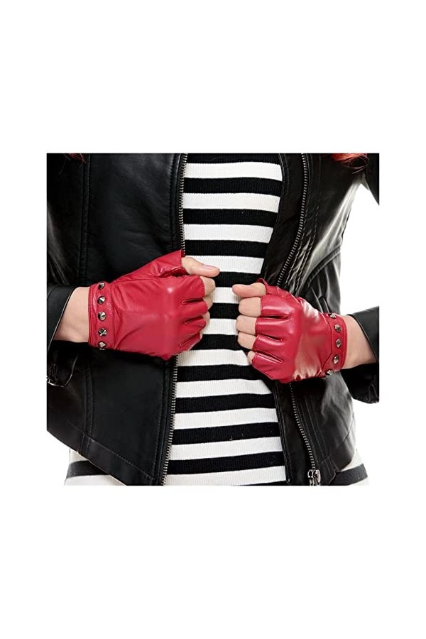 UNIDRO Gants durables pour hommes et femmes de conduite mode en cuir lampskin gants sans doigts 5 couleurs gants en peau de m