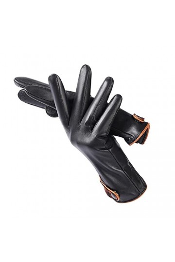 Cat in black Gants dautomne et dhiver pour femmes - Gants chauds pour écran tactile - Gants dhiver en cuir pour femmes - G