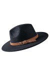 besbomig Femme Filles Homme Chapeau Fedora Hiver Chapeau de Jazz Casquette en Feutre - Mode Hiver Large Bord Chapeaux Vintage