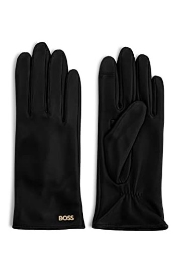 BOSS Femmes Gueen 2 Gants en cuir avec logo couleur acier