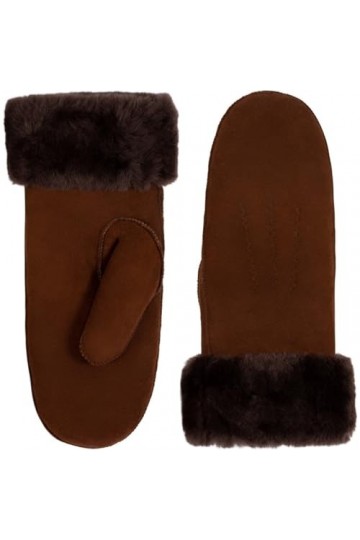 Schwartz & von Halen Gants Femme - Beauvoire - 100% cuir de&nbsp;shearling - doublure de luxe en fourrure de mouton - Cognac XL - 