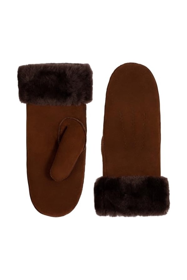 Schwartz & von Halen Gants Femme - Beauvoire - 100% cuir de&nbsp;shearling - doublure de luxe en fourrure de mouton - Cognac XL - 