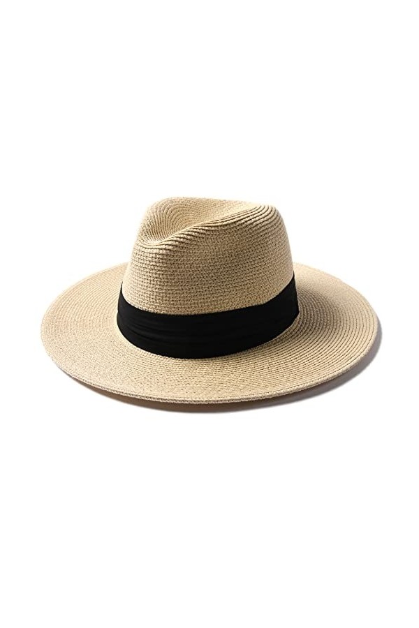 FURTALK Panama Unisexe Chapeau de Paille à Larges Bords Chapeau de Soleil pour Femmes et Hommes Chapeau de Paille Ajustable