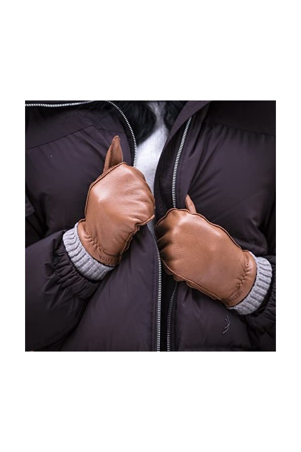 Hestra Moufles Tina Femme/Homme - paire de gants pour femme avec doublure automne-hiver - 7 1/2 HS marron