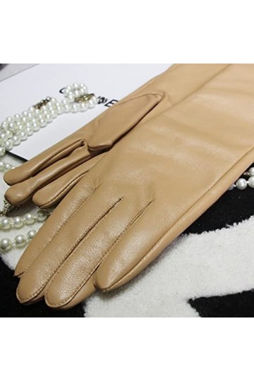 Gants Gloves Moufles Hiver Homme Femme Gants Longs Beiges, Vrais Gants pour Femmes sur Les Gants Longs Coudés, Doublure Fine 