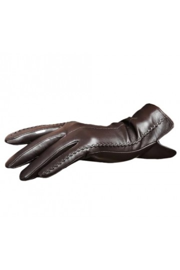 Gants de conduite en cuir véritable pour femme - Élégants - En peau dagneau - Automne et hiver - Doublure thermique en peluc