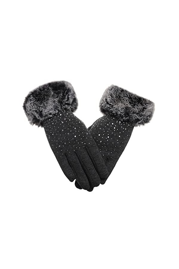 EYHLKM Gants dhiver tendance pour femmes avec écran tactile plus velours épais chaud chaud conduite ski coupe-vent moufles d