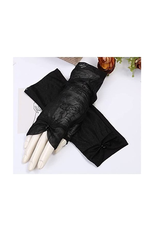 Gants sans Doigts pour Femmes dété Section Mince Doigt Manquant Demi-Doigt Chaussettes à Main en Dentelle Couleur : B, Tail