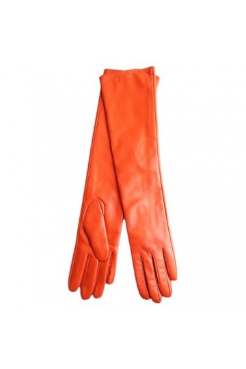 HEAITHpool Gants en cuir longs de 50 cm pour femmes Gants en cuir chauds pour femmes Gants dhiver simples pour femmes, Orang