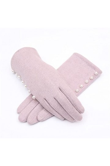 Gants Chauds, Femmes Hiver Chaud écran Tactile Laine Tricot Perle élégante pour Femmes avec Doublure de Velours épaissie Gant