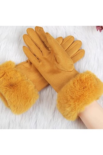 HLDETH Gant à écran tactile chaleur chaud for femmes Color : Yellow, Size : One Size 