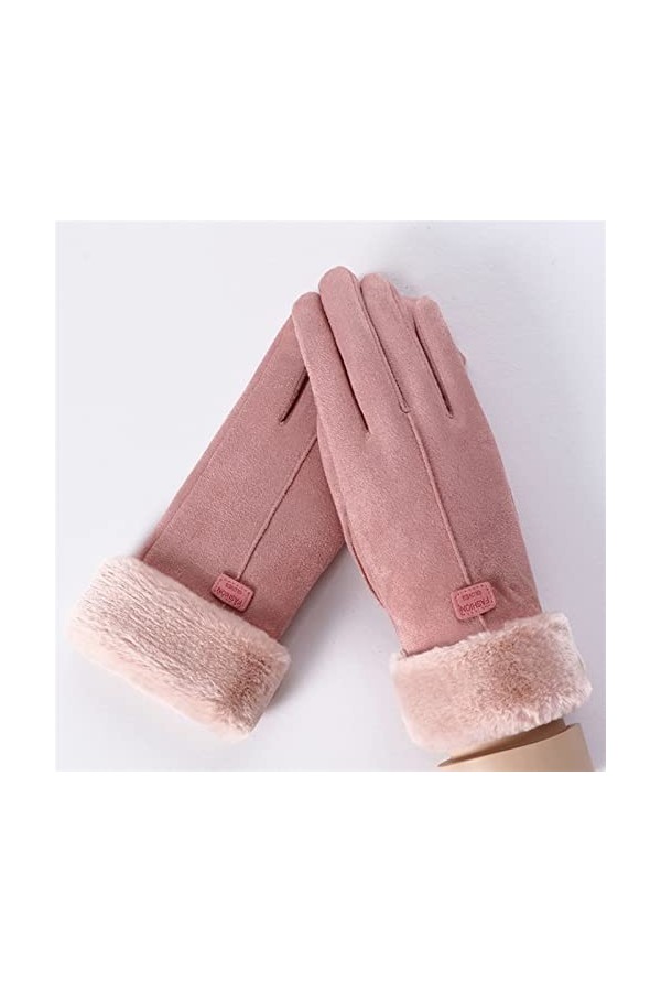 Hiver Chaud Cachemire Esthétique Mignon Gants en Daim Double Épaissie en Peluche Doigt Poignet Écran Tactile Coupe-Vent
