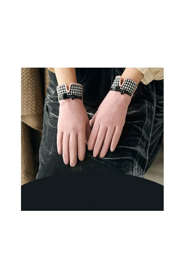 Jjshueryg Plus Velours Épaissie Pied-de-Poule Mince Cinq Doigts Split-Doigt Équitation Gants Décran Tactile Dames Automne Et