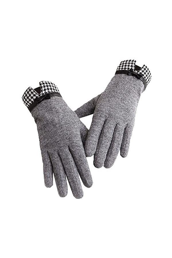 Jjshueryg Plus Velours Épaissie Pied-de-Poule Mince Cinq Doigts Split-Doigt Équitation Gants Décran Tactile Dames Automne Et