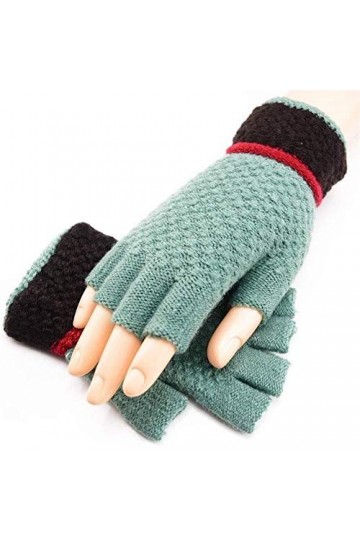 FGDSA Gants en Laine à Demi-Doigt en Laine pour Femmes Cozy Mitaines épaisses Chaudes X1 résistant au Froid Couleur: Vert 