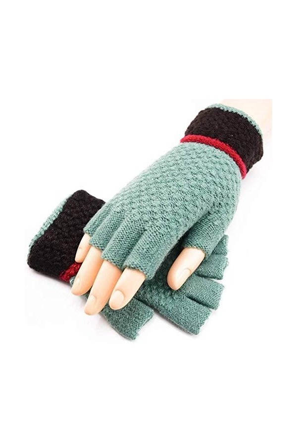 FGDSA Gants en Laine à Demi-Doigt en Laine pour Femmes Cozy Mitaines épaisses Chaudes X1 résistant au Froid Couleur: Vert 