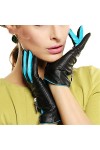 Gants dhiver chauds pour femme - Gants courts chauds pour femme - Fermeture éclair - Couleur contrastée, bleu ciel, L
