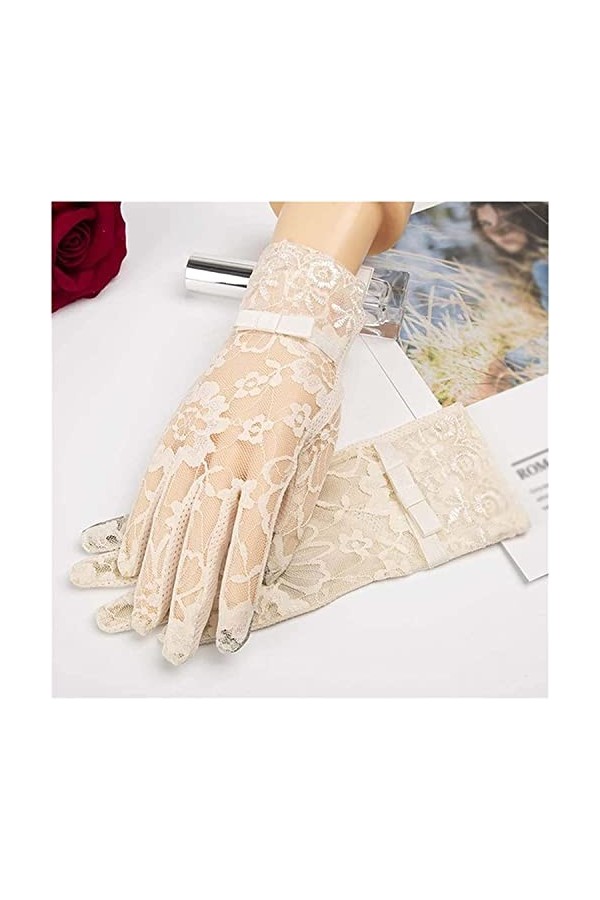 Gants pour Femmes Gants de Danse en Dentelle Florale pour Femmes Protection Solaire dété Gants de Conduite Respirants Moufle