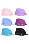 Comius Sharp 6 Pièces Bonnet Gommage Bouffant, Casquettes de Travail Réglable Respirants, Casquette Imprimé Unisexe pour Four