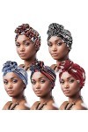 DRESHOW 5 Pièces Turban Africain pour Femme Bonnet Pré-noué Bonnet Chimio Casquette de Perte de Cheveux Chapeau