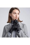Raelf Écran tactile de femmes Gants en cuir Gants dhiver Nouveau dames de chaud en cuir velours plus tendance mode écran tac