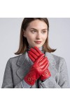 Raelf Écran tactile de femmes Gants en cuir Gants dhiver Nouveau dames de chaud en cuir velours plus tendance mode écran tac