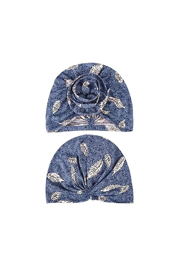 DRESHOW 5 Pièces Turban Africain pour Femme Bonnet Pré-noué Bonnet Chimio Casquette de Perte de Cheveux Chapeau