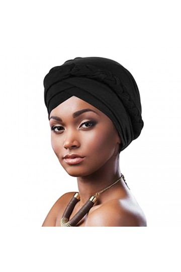 DRESHOW Femmes Africaine Turban pré-noués Tresse Torsadée Bonnet Chimio Casquette de Perte de Cheveux Chapeau