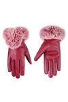 HLDETH Gants dhiver Femmes Faux lapin Puce Cuir Touch Screen Mitatens Lady Femme Conduire au chaud Color : A, Size : One si