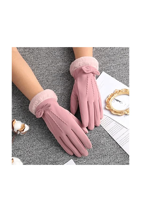 HLDETH Winter Femmes Cyclisme en plein air Cachemire Épaissir Gants chauds à la coupe chaude mignon velours velours imperméab