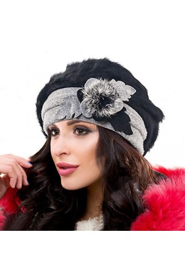 Ruphedy Bérets Femme Laine Français Béret Classique Angola Bonnet Hiver Chapeaux BR022-Noir 