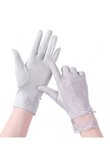 YANYUESHOP Gants de Conduite dété pour Femmes Ice Silk Respirant Thin Lace Touch Screen Antidérapant Color : A, Size : 23 *
