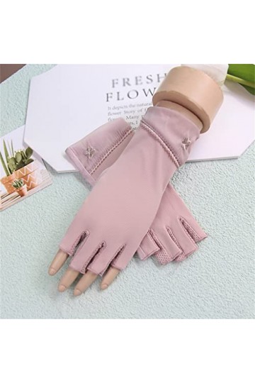 Gants dété à Demi-Doigts dété à écran Tactile pour Conduite Élastique en Soie de Glace Courte pour Femmes
