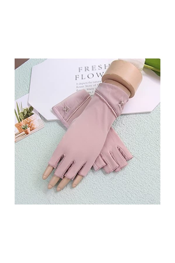 Gants dété à Demi-Doigts dété à écran Tactile pour Conduite Élastique en Soie de Glace Courte pour Femmes