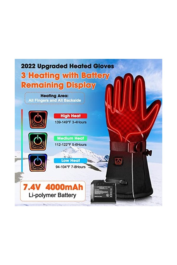 BATlaM Moufles dhiver chauffantes USB pour femme - Écran tactile - 5 V - Chauffage thermique avec doigts tactiles