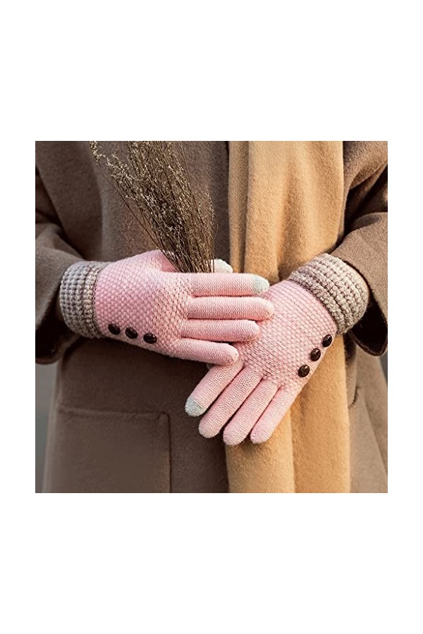 Gants dhiver tricotés pour étudiants avec écran tactile - Gants chauds pour femme - Pour léquitation, le ski - Taille uniqu