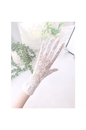YANYUESHOP Gants dété Dentelle pour Femme Écran Tactile Mince Glace Arc en Soie Conduite Voiture électrique Color : E, Size