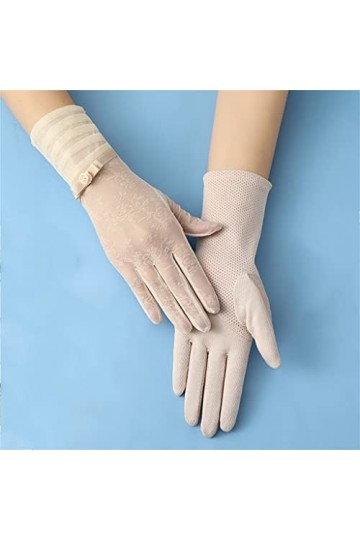 YANYUESHOP Gants dété Femmes Long Mince Conduite et Cyclisme Dentelle Écran Tactile Élastique Glace Soie Gants Color : B, S